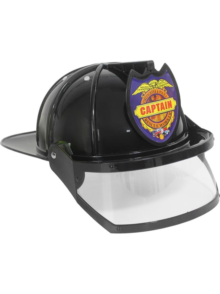 Child's Black Firefighter Hat With Eye Shield Costume Accessory