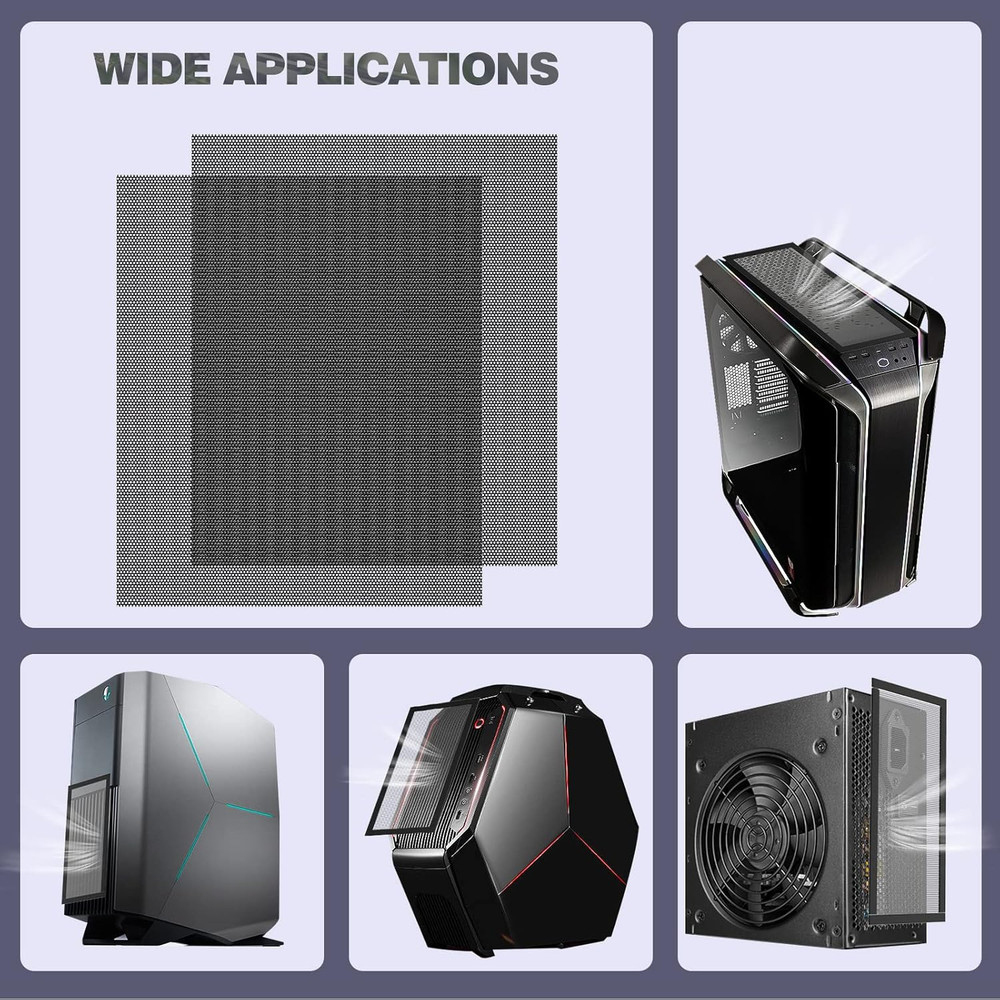 DIY PC Case Dust Mesh Filter 2 Pack Magnetic Dustproof Cover for Computer