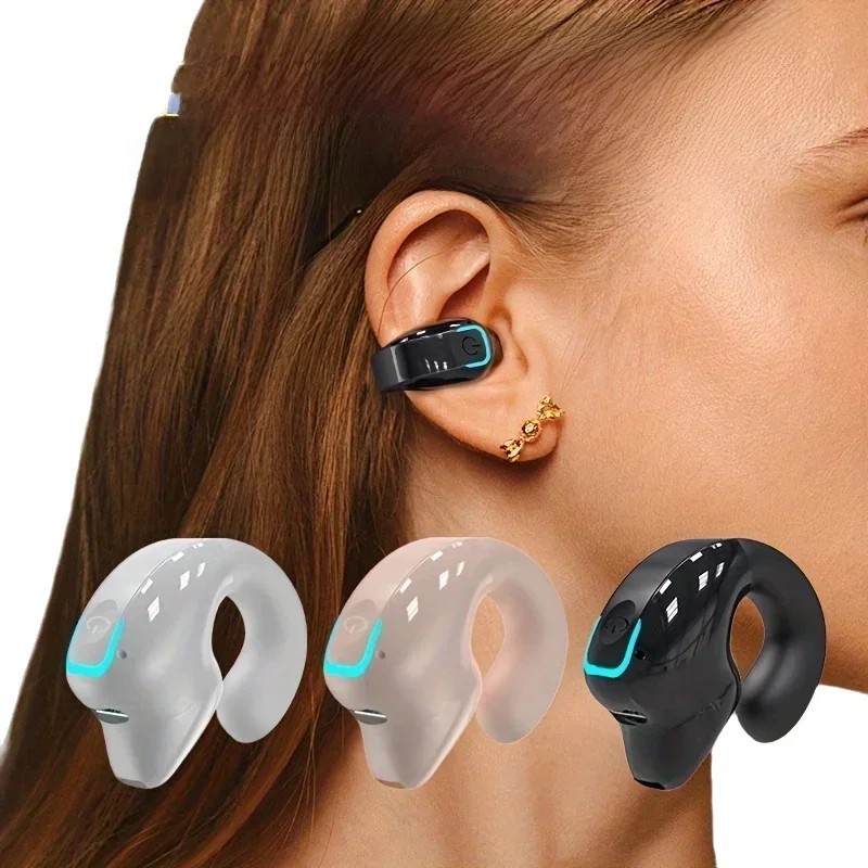 Wireless Bluetooth 5.3 Ear Clip Earbuds Open Ear Headphones Mic