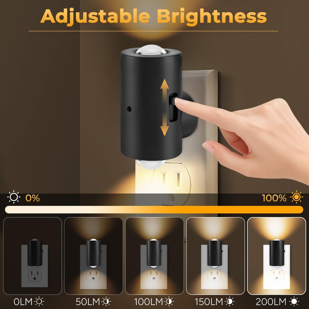 LED Night Lights Plug into Wall,Dimmable in Compact, Warm White