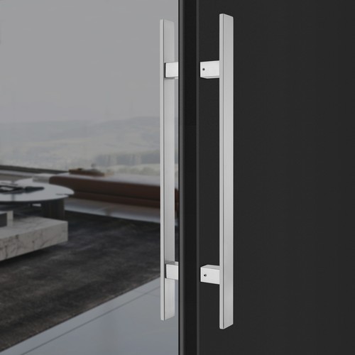 Stainless Steel Double Sided Push Pull Door Handle, H-shaped Door Pull Handle