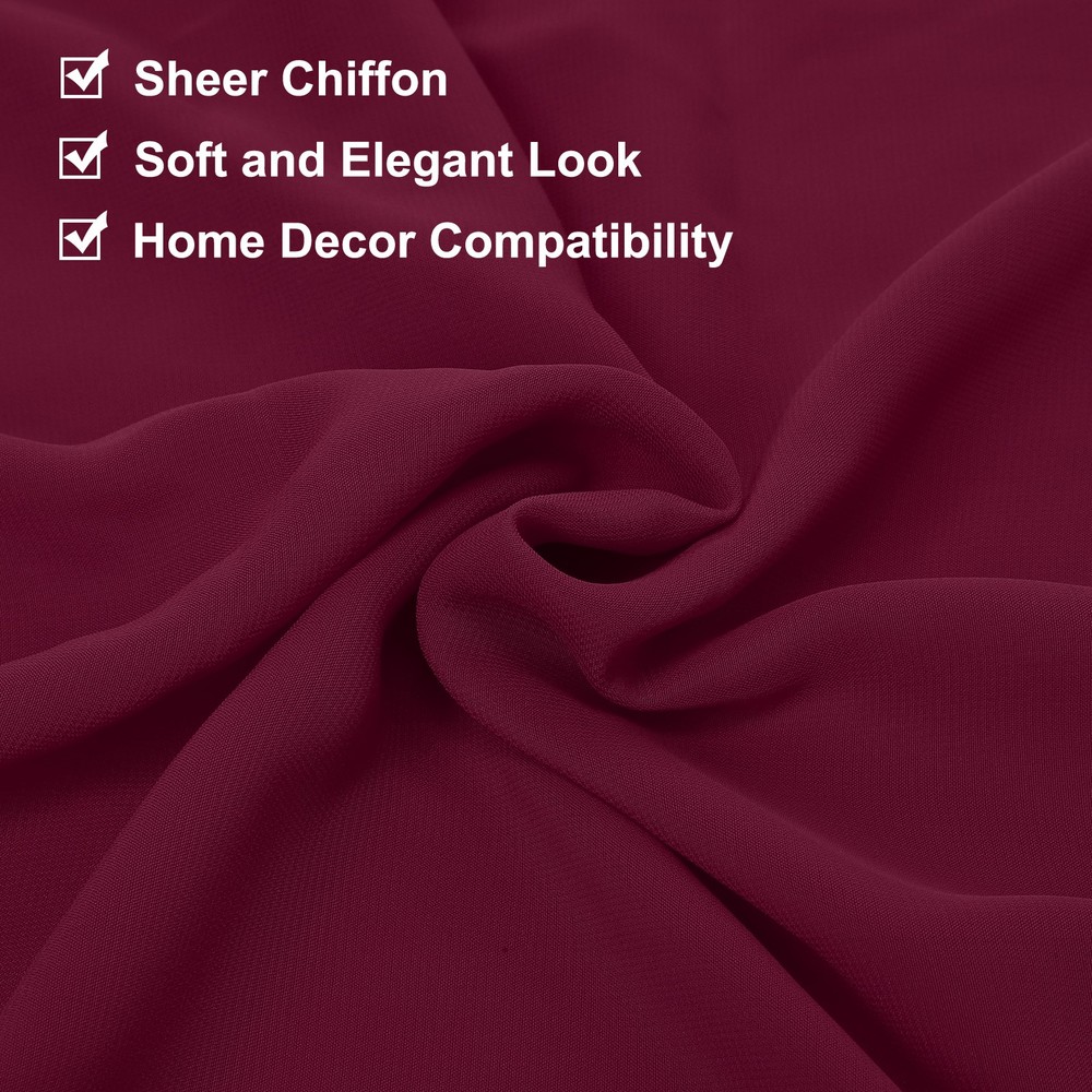 2 Pcs Dark Red Chiffon Table Runner 27.5" x 118" Romantic Table Runner