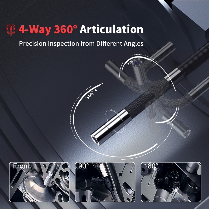 Ralcam 360° Dual Lens Borescope 5" Joystick 4 Ways Endoscope Inspection Camera