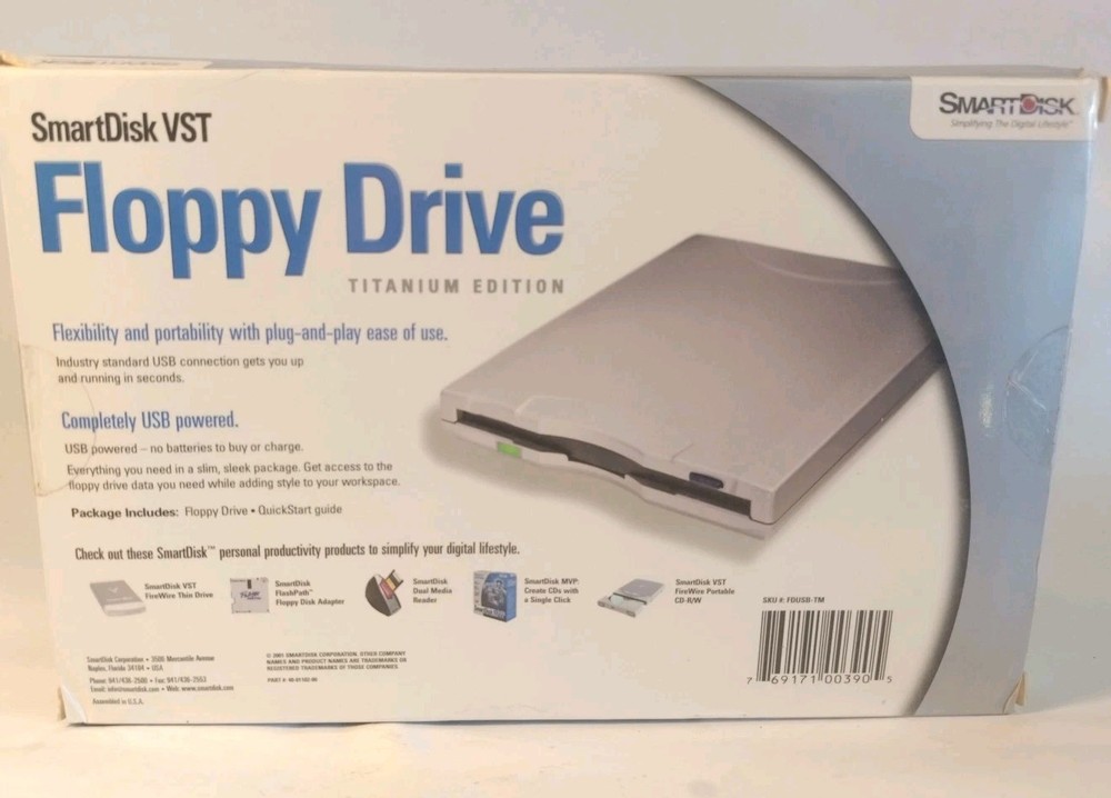 Smartdisk VST FDUSB-TM Titanium 3.5" Floppy Disk Drive USB Powered