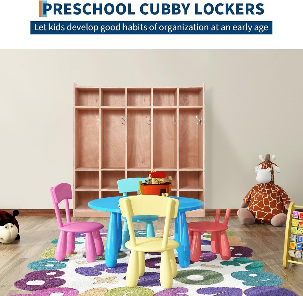 5-Section Classroom Coat Locker, 20 Cubbies for Classrooms, Daycare Cubby