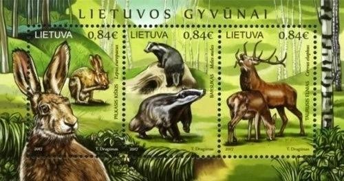Lithuania MNH 2017 Lithuanian Animals Minisheet