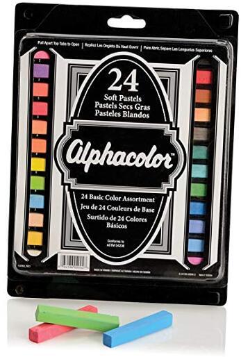 Quartet  Alphacolor Soft Square Pastels, Multi-Colored, 24 Pastels per Set