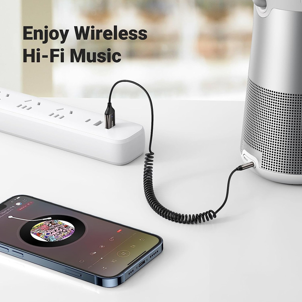 UGREEN Aux to Bluetooth 5.4 Adapter 3.5Mm Bluetooth Receiver for Car USB 2.0 to