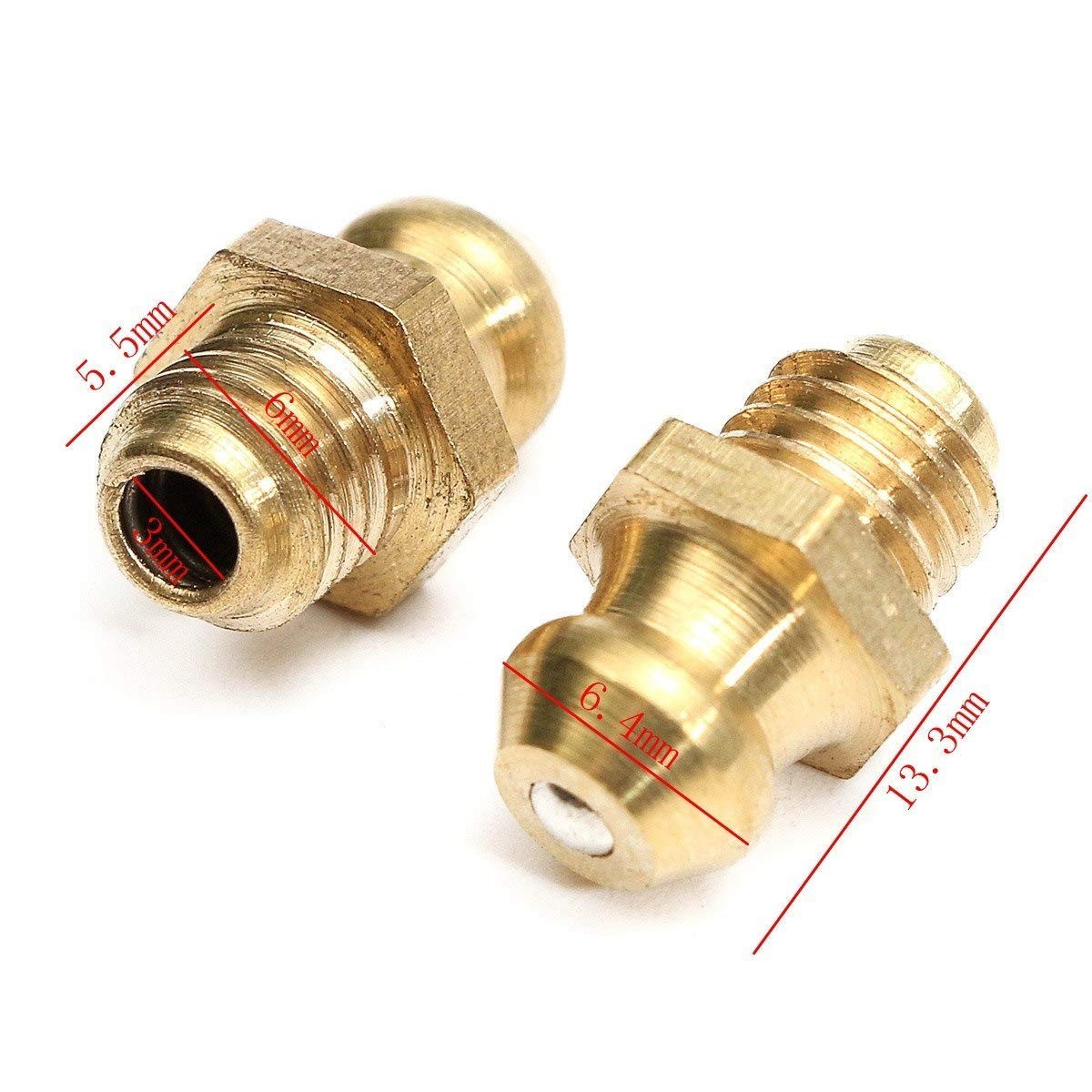 25 Pcs/Set 1/4-28 SAE-LT Copper Taper Thread Grease Zerk Nipple Fitting Straight