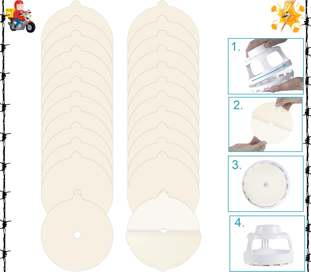 24 Pack Flea Trap Refill Discs 5.4" Replacement Sticky (White)