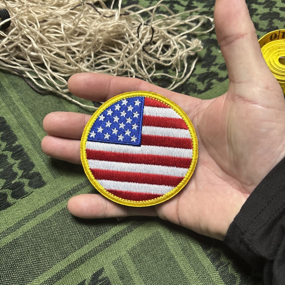 Round USA Patch ~3x3” Hook & loop Tactical Gear Patch