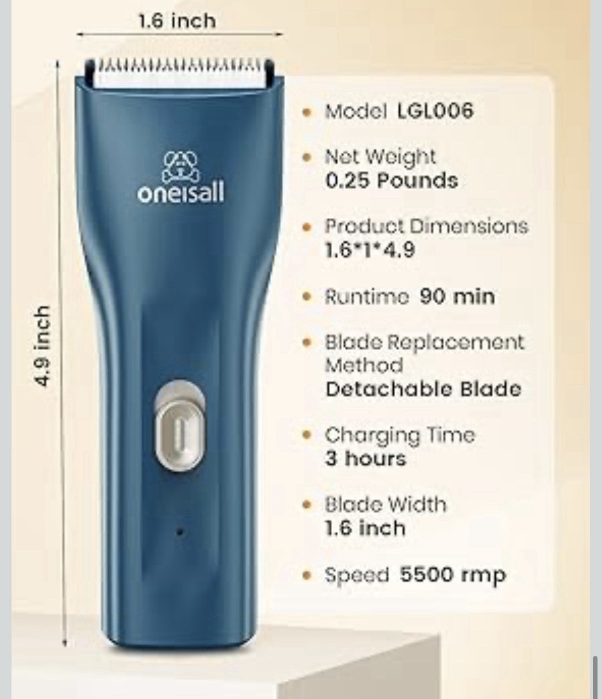 oneisall Cat Clippers Cordless Waterproof Quiet Pet Shaver for Matted Hair