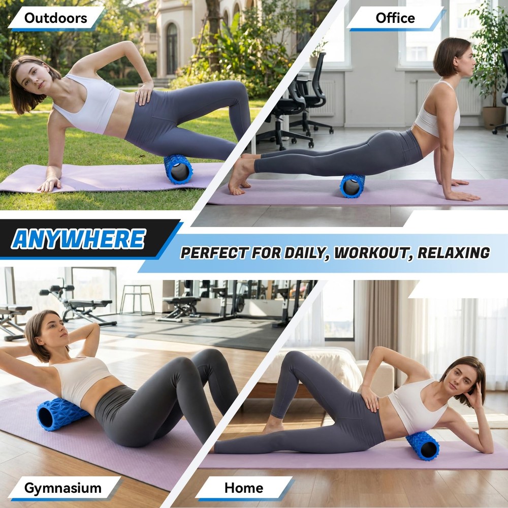 Foam Roller for Deep Tissue Massager, 15" High Density Exercise Patented Roll...