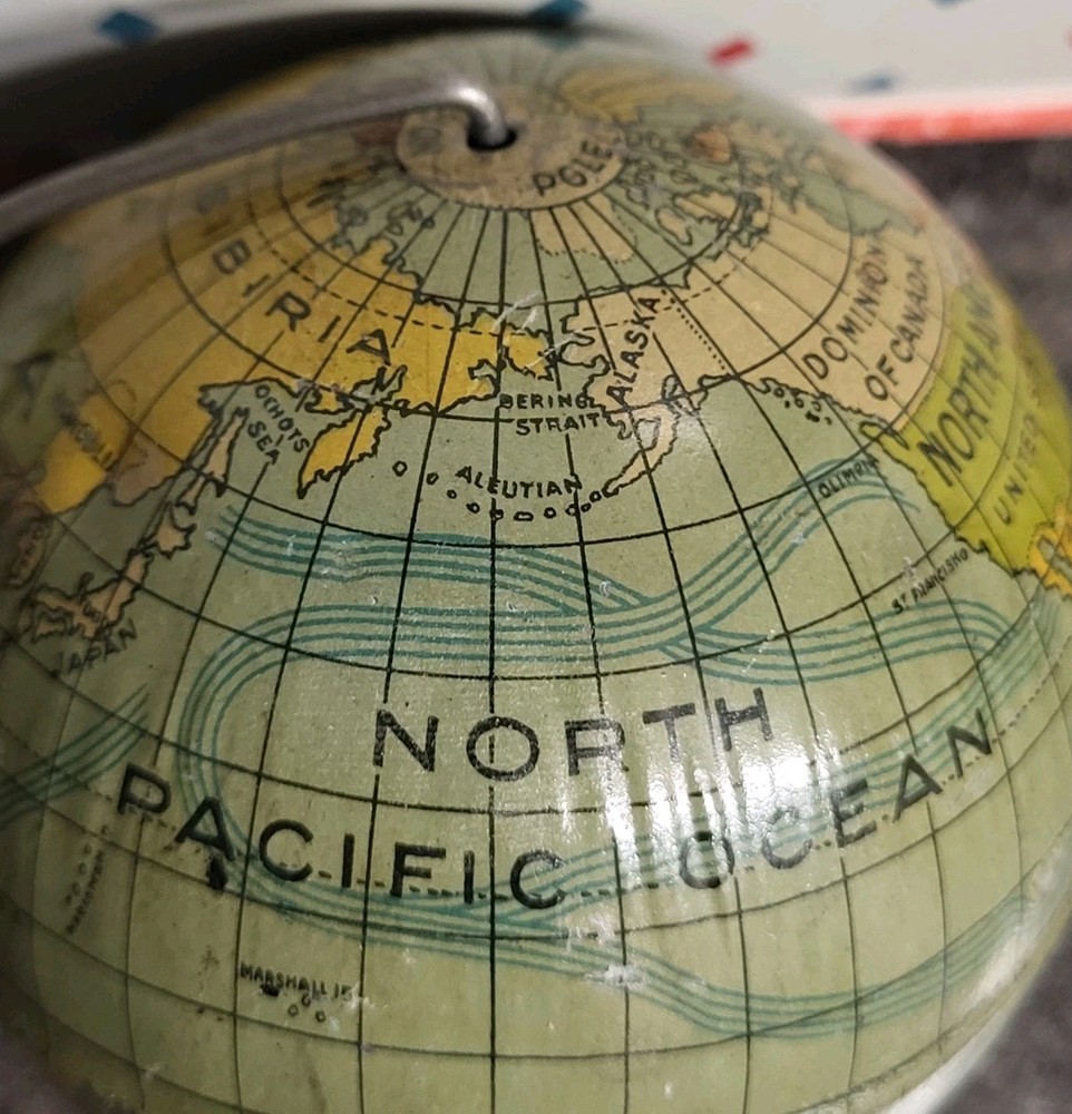Scarce Antique Small Globe 1910s 20s 3" , Missing Base, ORIGINAL