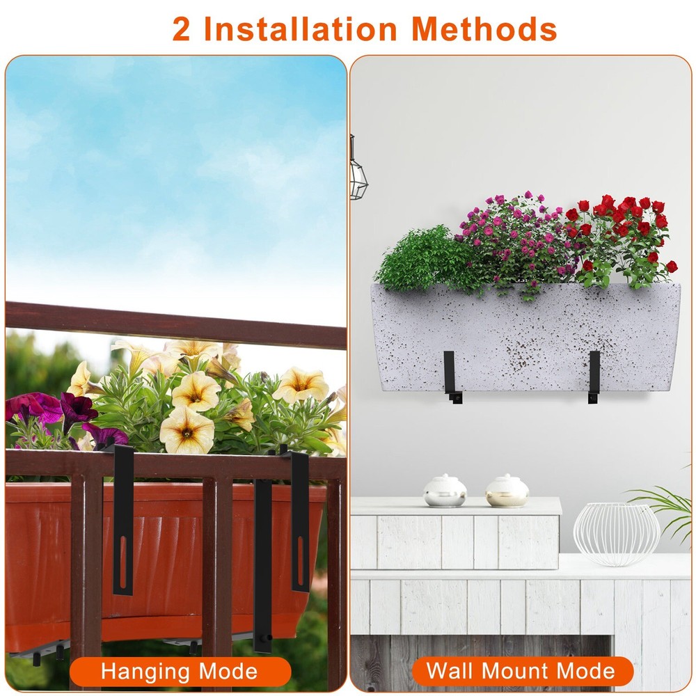 4Pcs Planter Box Brackets Flower Box Holders No Drill Planters Hooks Adjustable