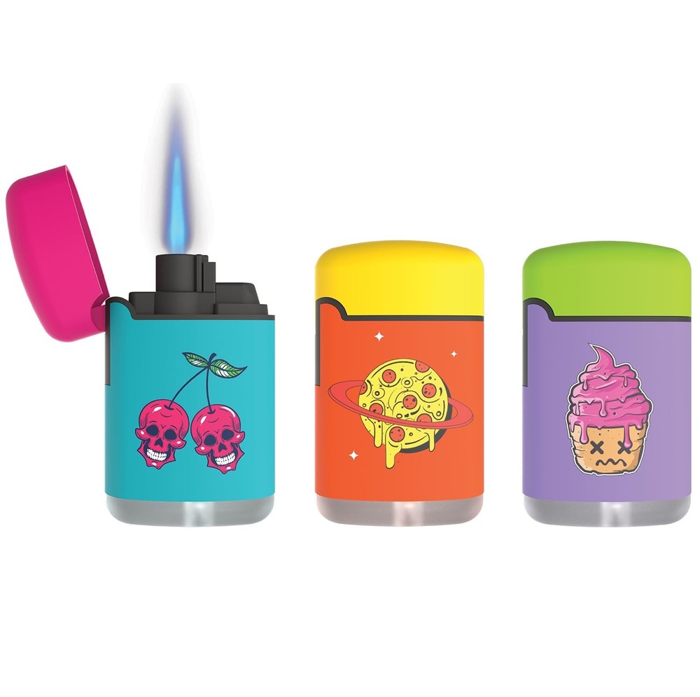 Zengaz Windproof Jetflame Refillable Lighters, 2-Pack Mixed Designs