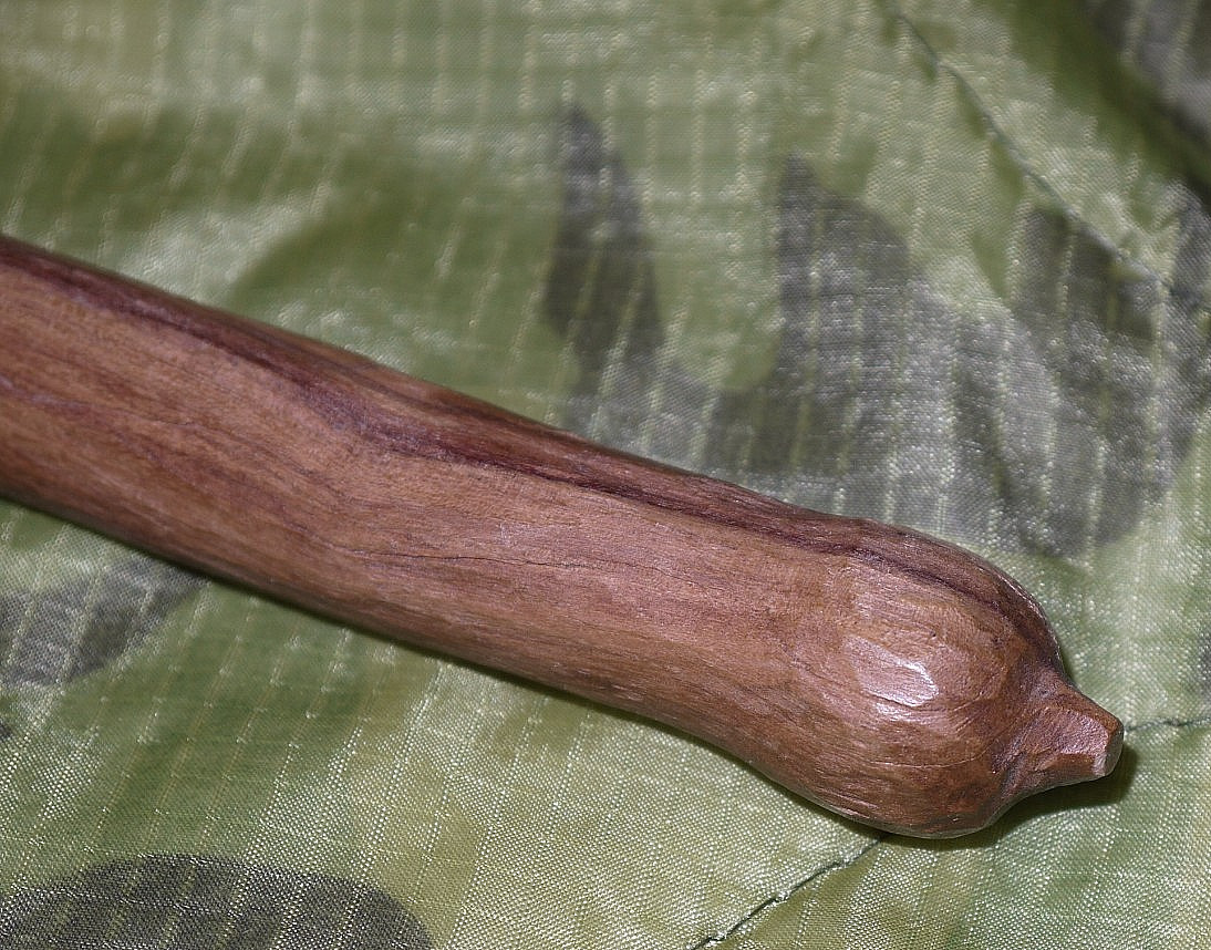 Authentic Hand Carved Wooden African Short Shaft Spear with beaded grip