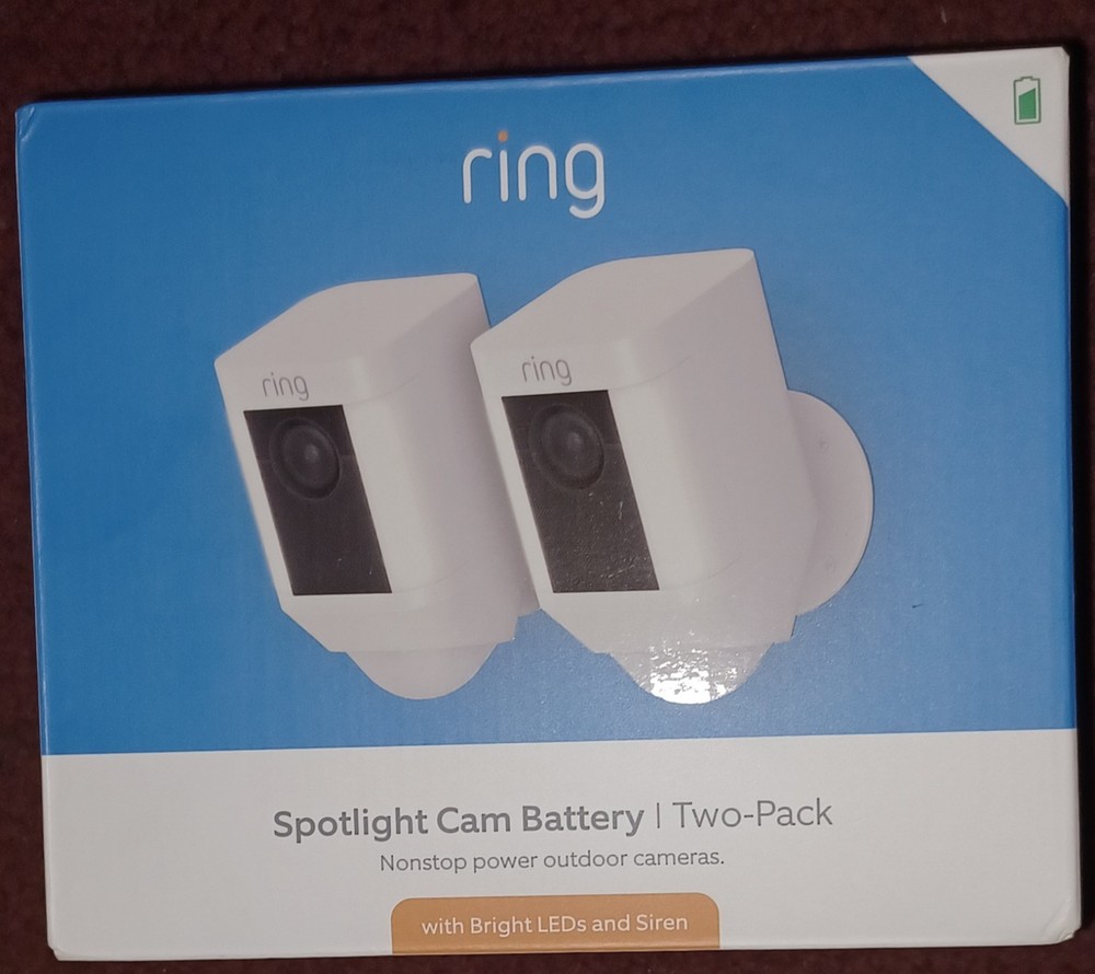 Ring Spotlight Cam Battery Two-Pack, a wireless outdoor security camera system.