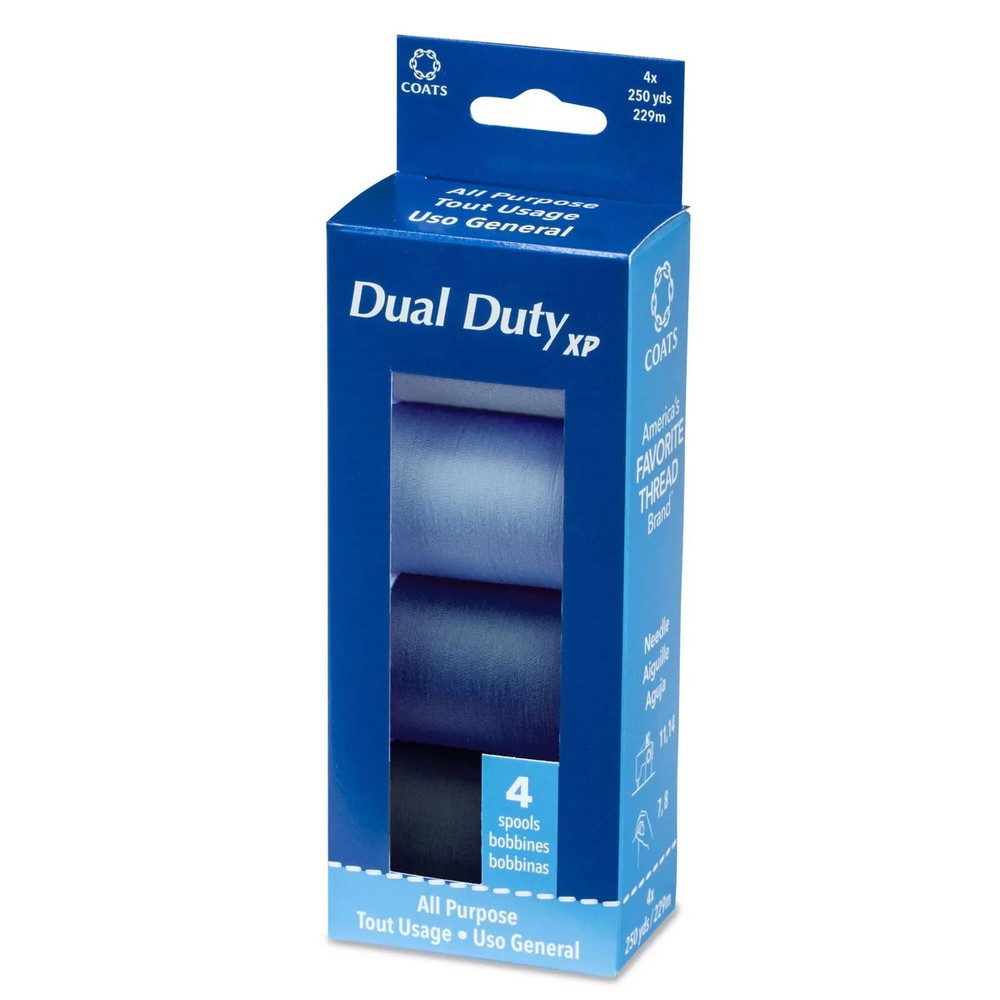Dual Duty XP All Purpose Sewing Thread, 4 Spools "Blues"