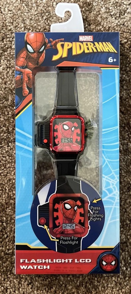 Marvel Spiderman Flashlight LCD  Kids Watch