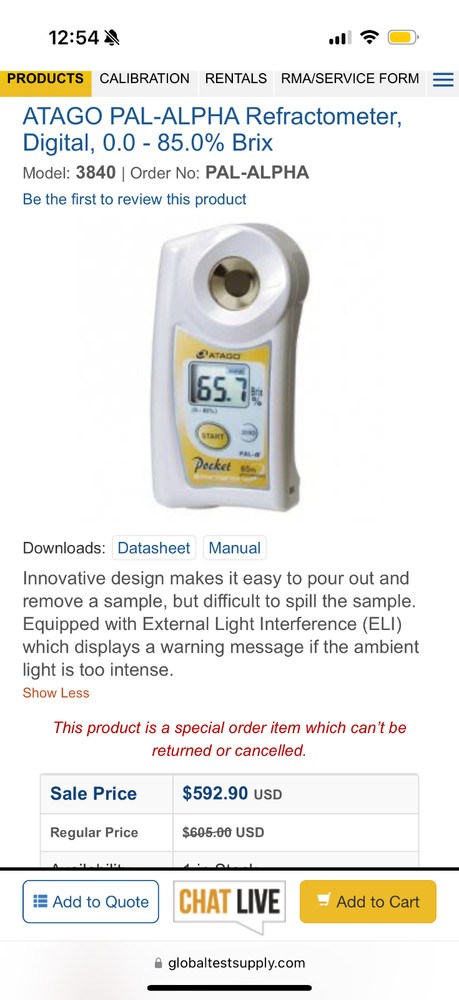 Atago Pocket Refractometer Digital Meter