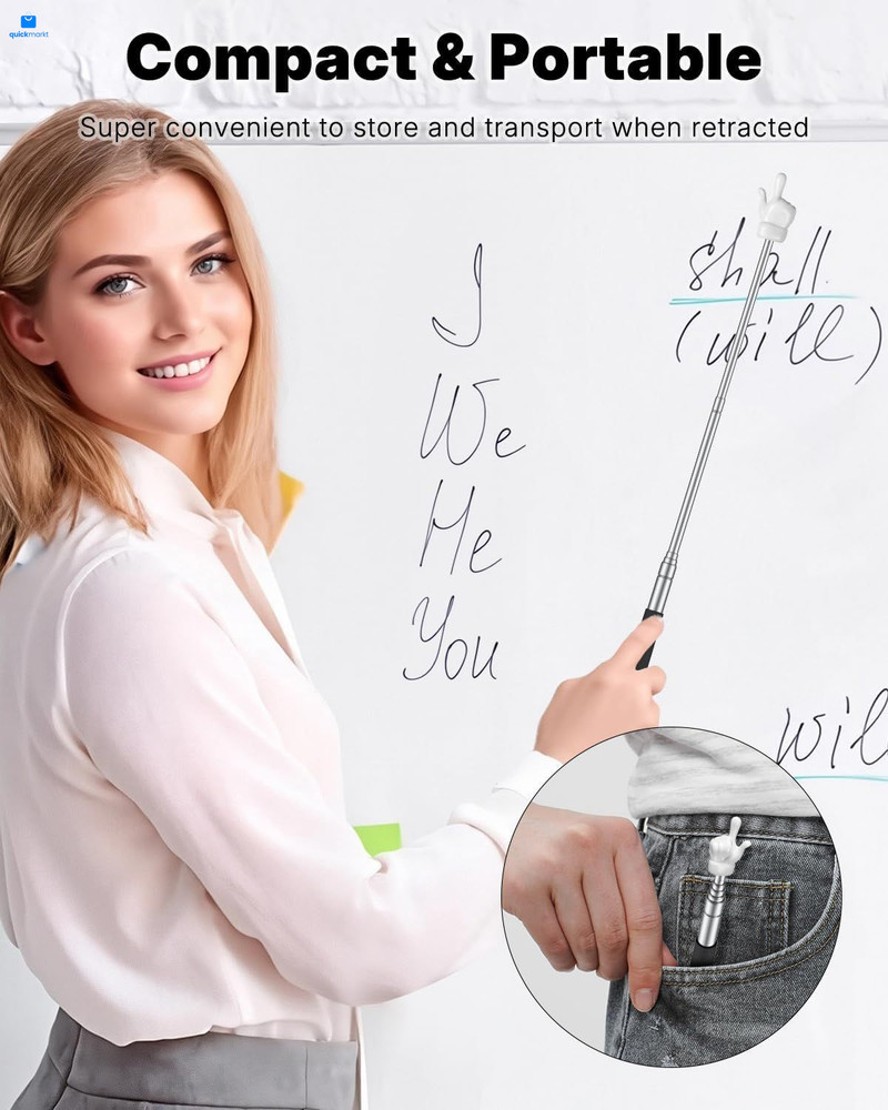 2 Pcs Telescopic Teachers Pointer Mini Retractable Finger Black