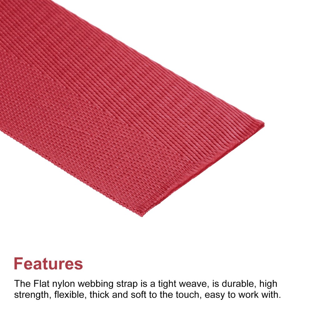 Flat Nylon Webbing Strap 2 Inch 50 Yards Red for Backpack