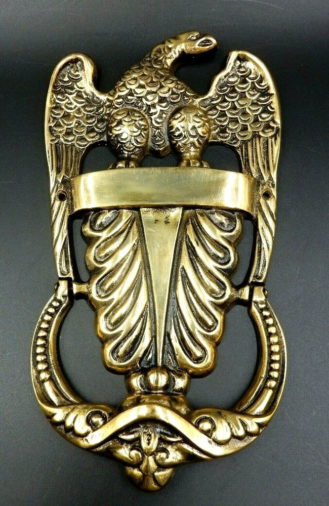 VINTAGE SOLID BRASS PATRIOTIC AMERICAN BALD EAGLE DOOR KNOCKER