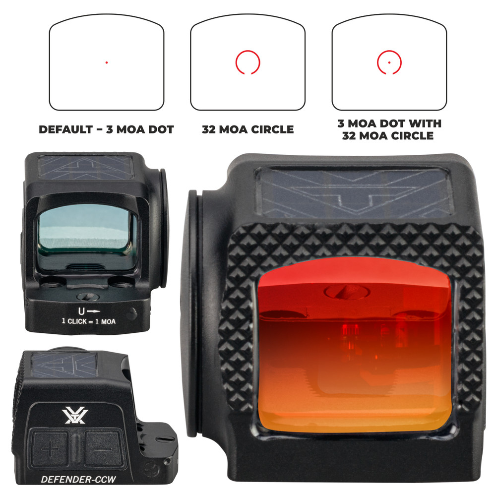 Vortex Optics Defender-CCW Enclosed Solar 3 MOA Dot/32 MOA Circle Micro Red Dot