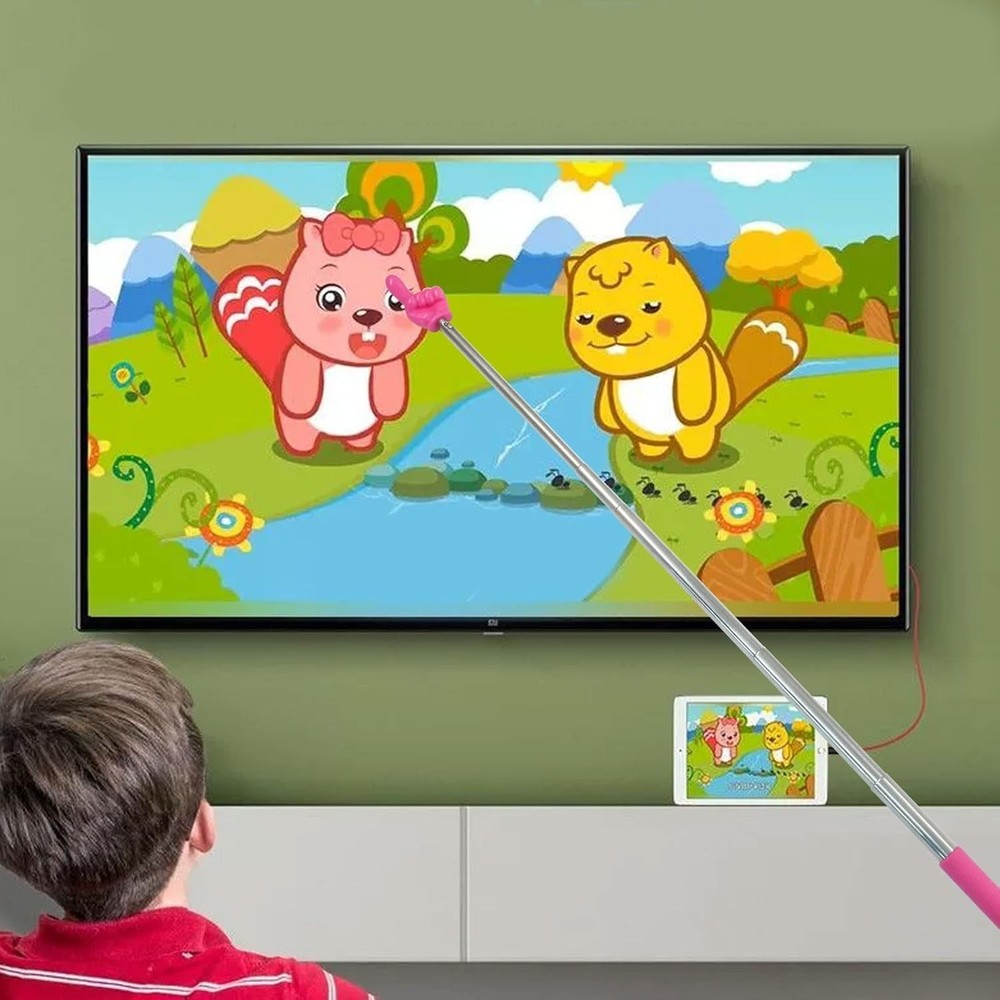 5 Pcs Retractable Teacher Pointer, Extendable Finger Pointer Stick Colorful Hand