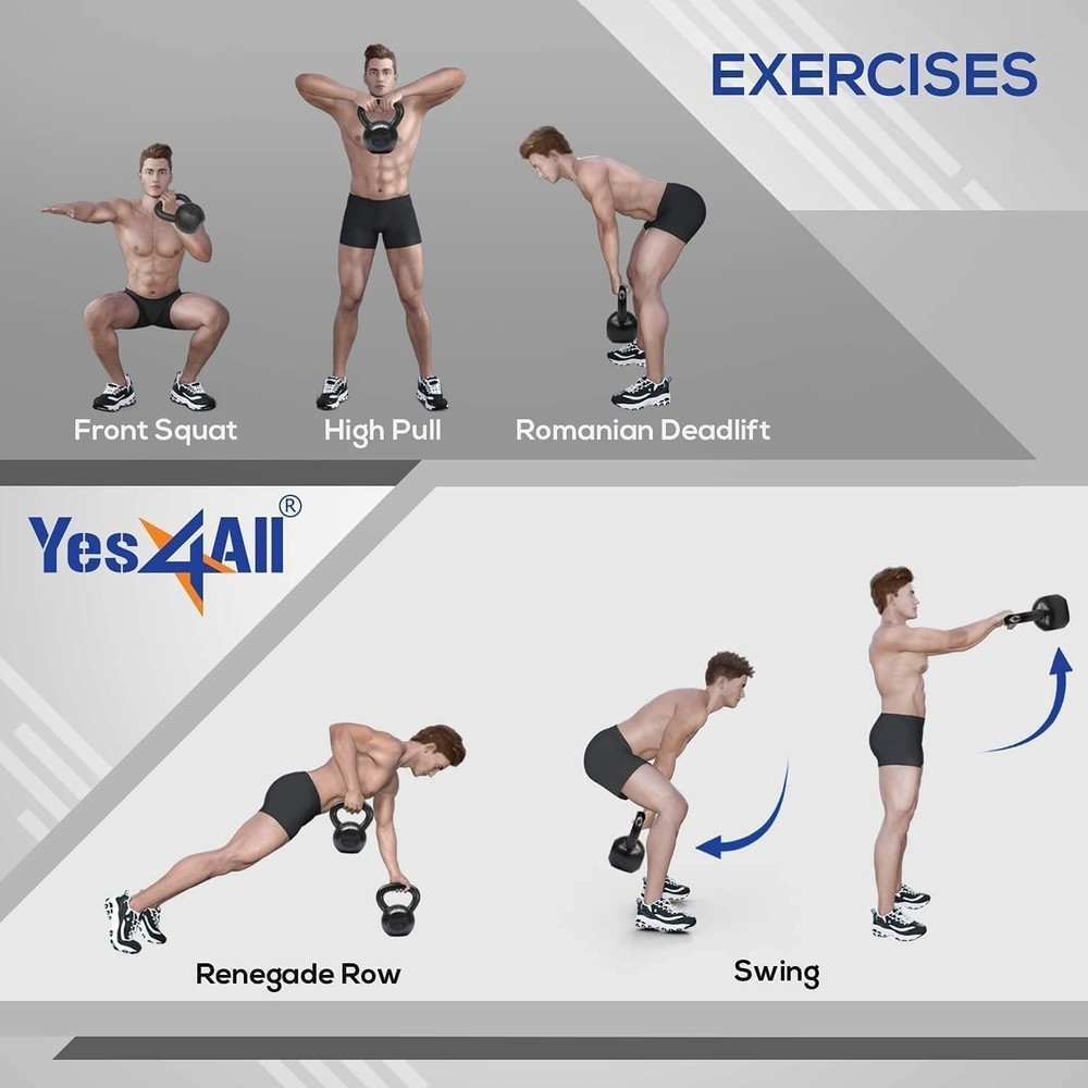 Cast Iron Kettlebell Pair 10LB: Solid Strength Training Weights, Smooth Handle