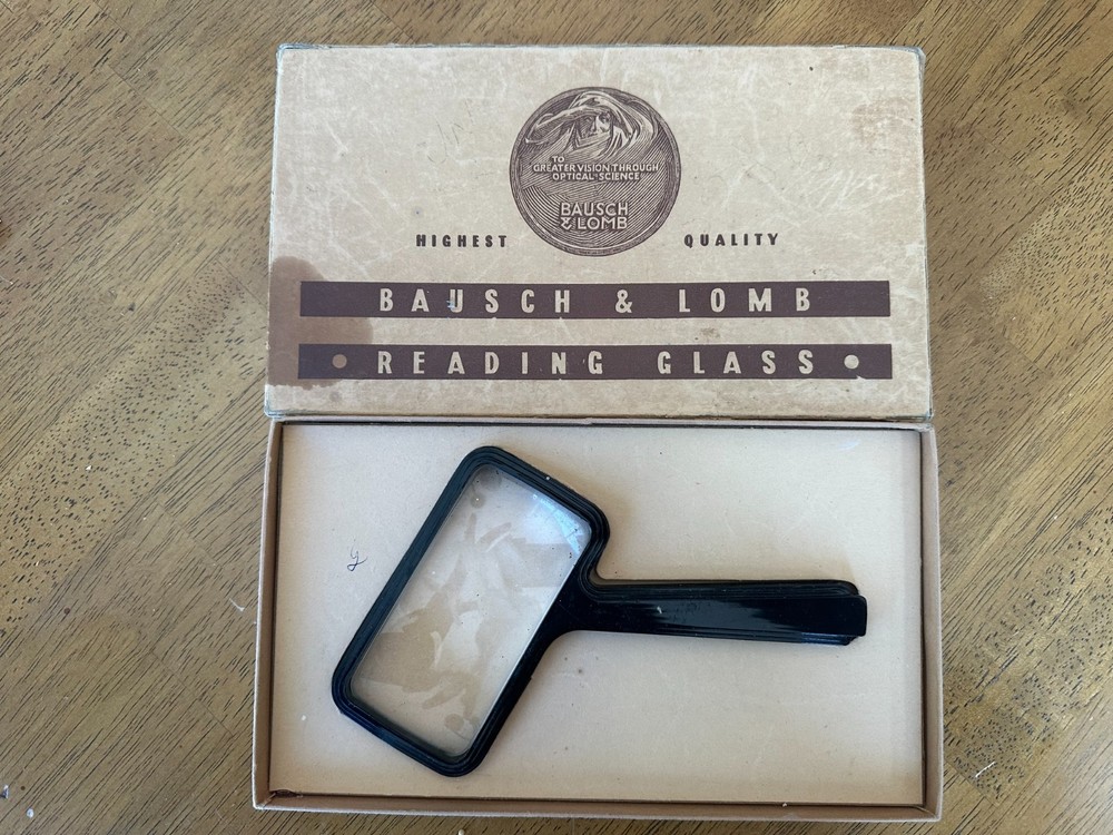 Vintage Bausch & Lomb Rectangular Reading Glass with Original Box