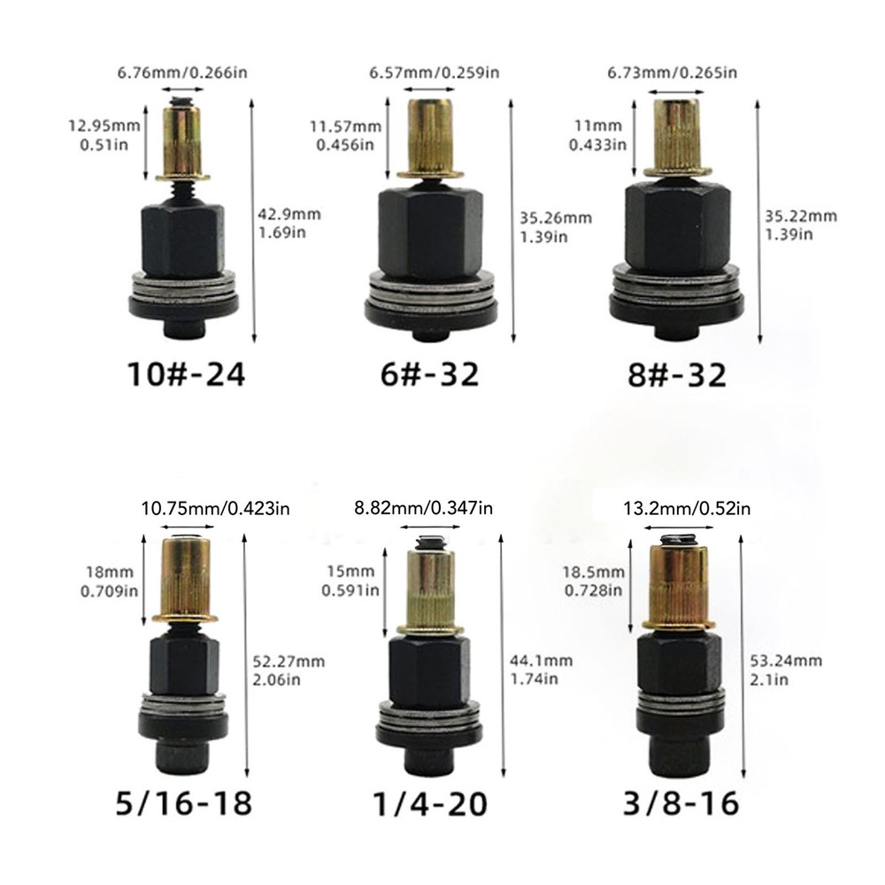6Pcs Hand Rivet Nut Tool Mandrel Set Efficient For Riveting Application