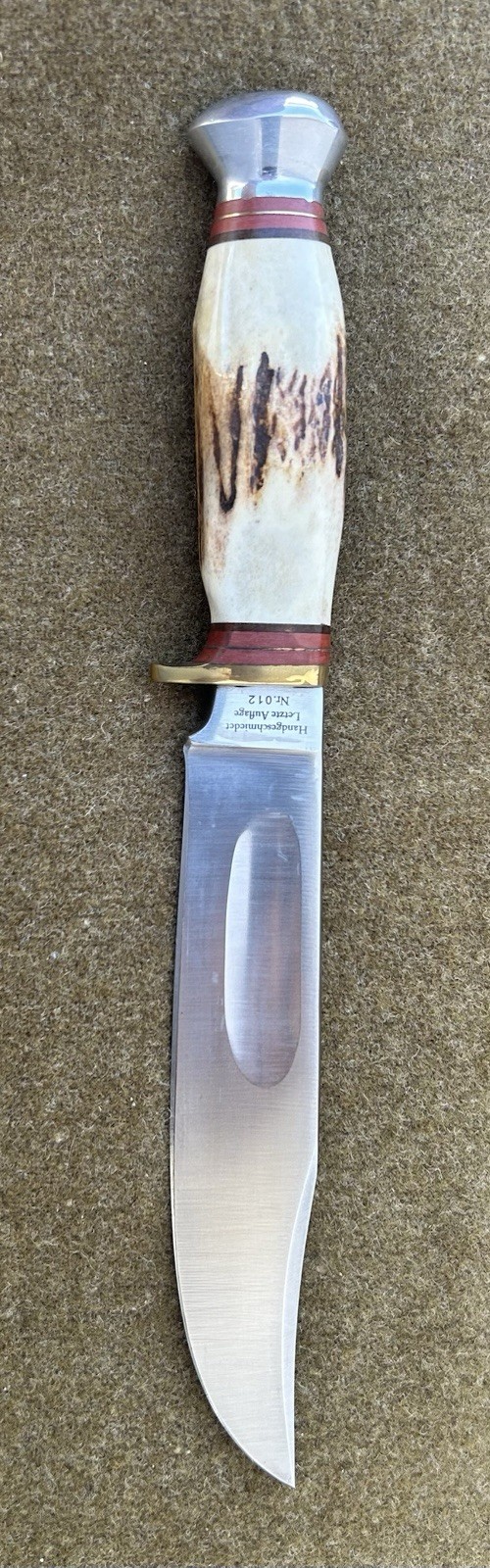 Vtg Linder Stag Horn Grip German Hunting Knife Solingen 6 Inch Blade