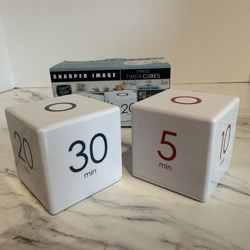 Sharper Image Digital Timer Two Piece Timer Cubes Flip to Desired Time 2 Cubes