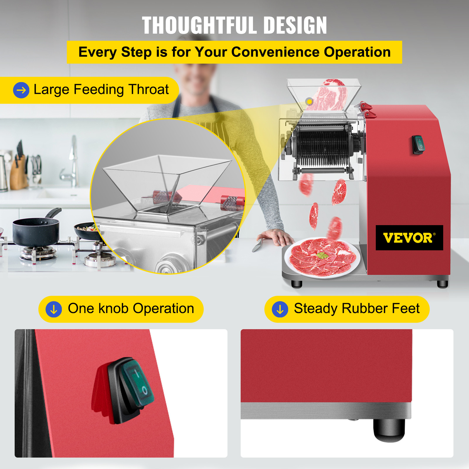 VEVOR Commercial Meat Cutter Slicer Meat Shredding Machine 551 Lbs/H 850W 3.5mm