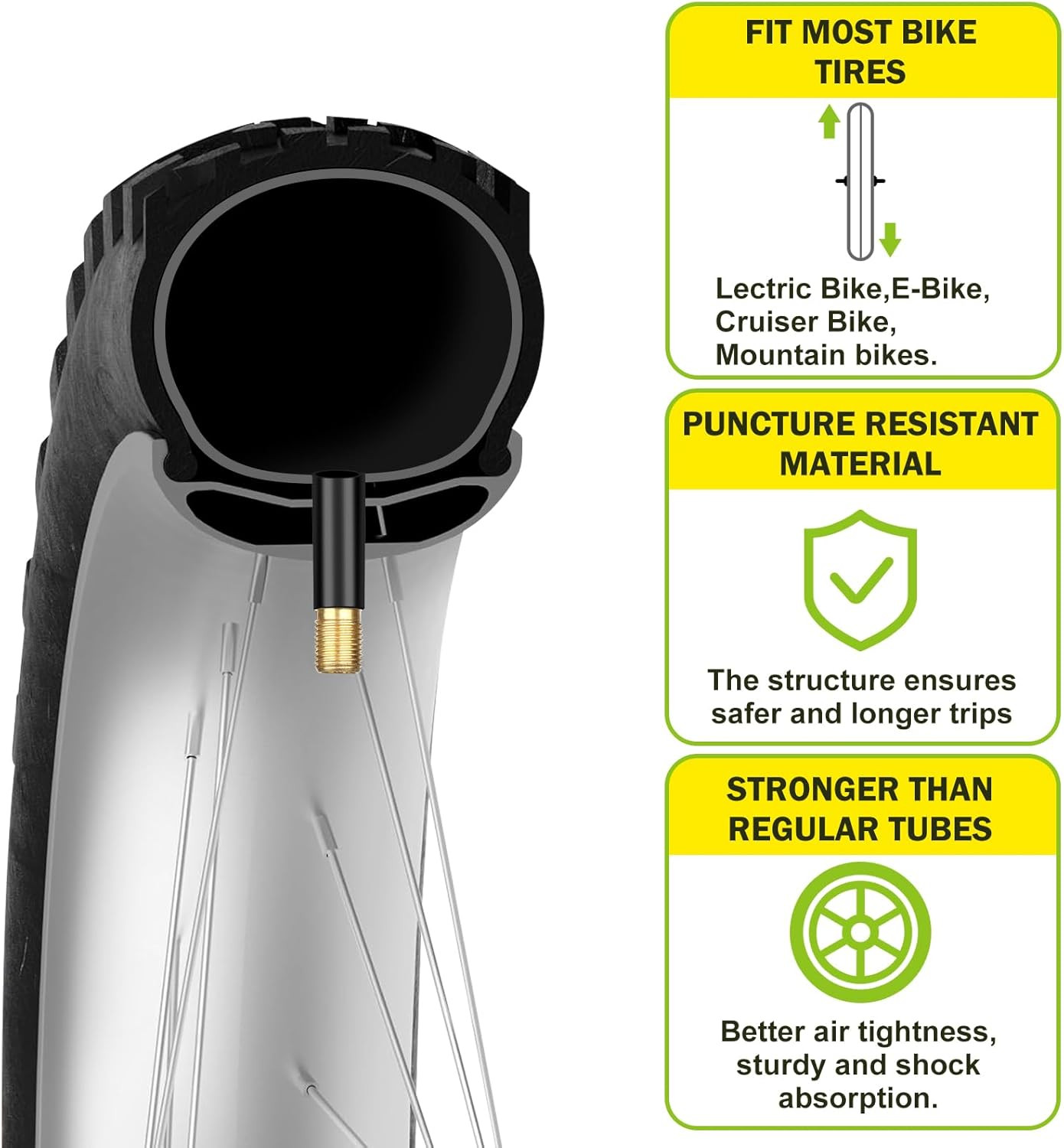 2 Pack 26X4.0 Fat Bike Tube, 26X3.5/4.0 E-Bike Fat Bicycle Inner Tube AV Schrad