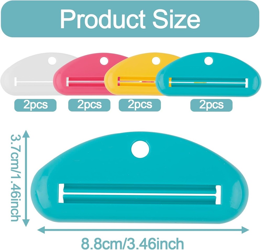 8pcs Toothpaste Squeezer, Plastic Toothpaste Tube Roller Squeezer Assorted Color