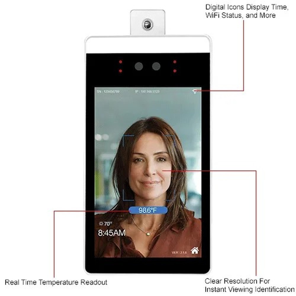 Facial Recognition & Body Temperature Camera System With Counter Stand, Linux OS