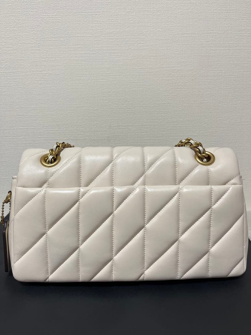 COACH CP150 Tabby 26 Quilted Shoulder Bag Leather White/Gold NWT