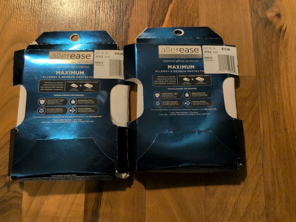 2 AllerEase Maximum Protection Zippered Pillow Protector