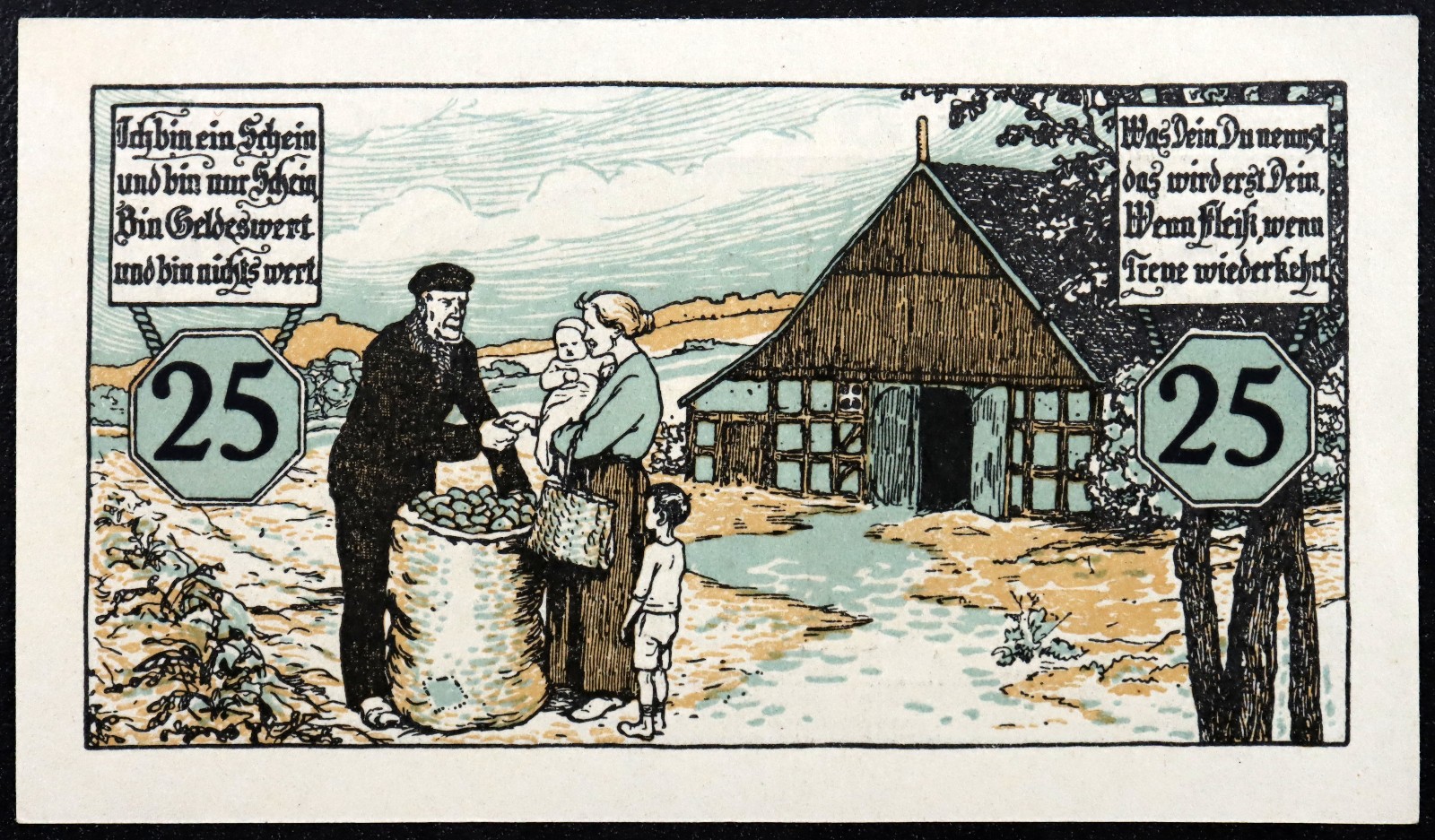 MELLE 1920 "I Am A Note, And Just An Illusion" 25 Pfennig German Notgeld