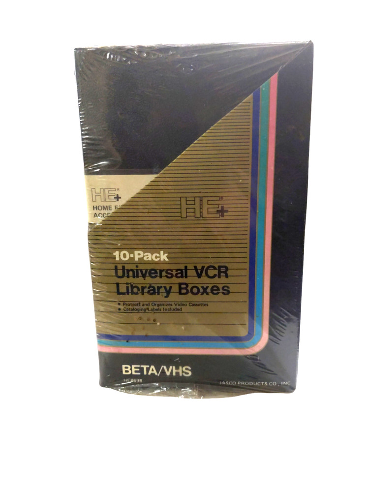 Jasco HE+ 10-Pack Universal VCR Library Boxes VHS / Beta Storage Boxes HE8698