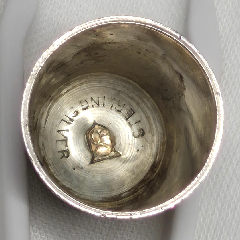 1925 Simons Brothers Sterling Silver Thimble, Initial FFC Engraved, 9