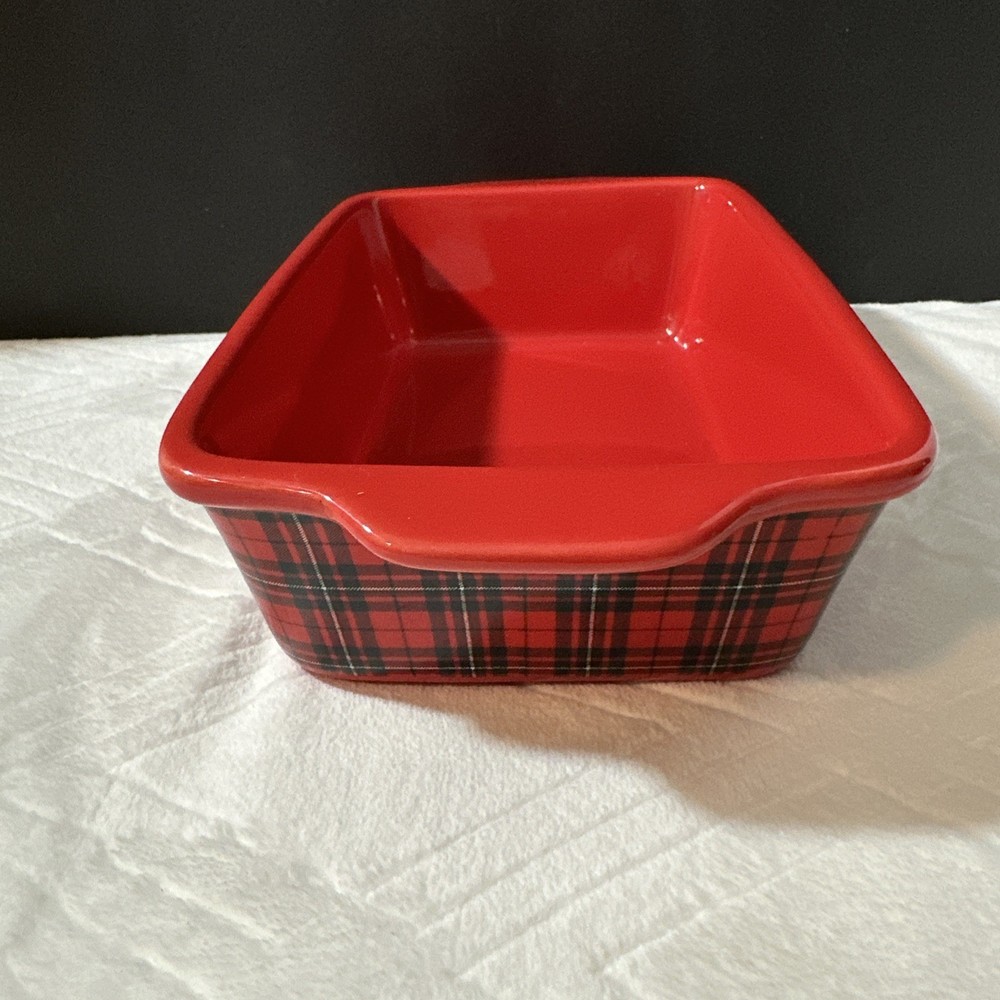 Chalet Kitchen Red Plaid Ceramic Loaf Pan