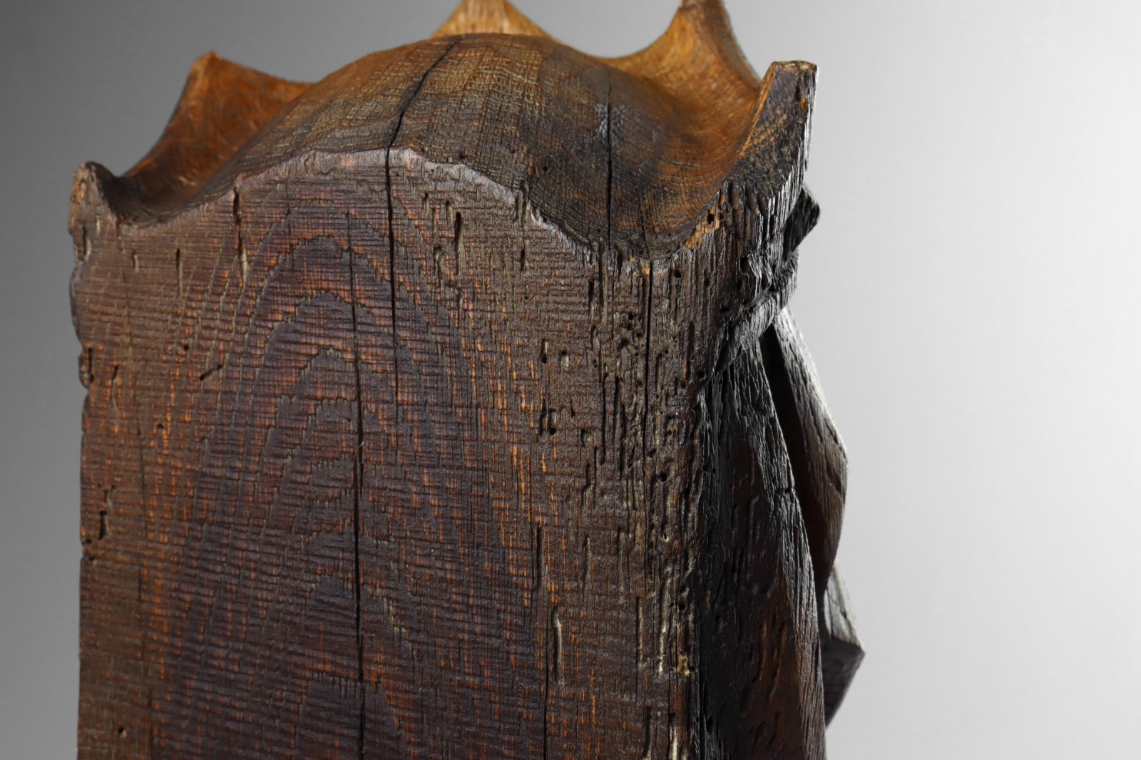 Antique 19th Century Ecclesiastical Gothic Carved Wood Head Of The Madonna