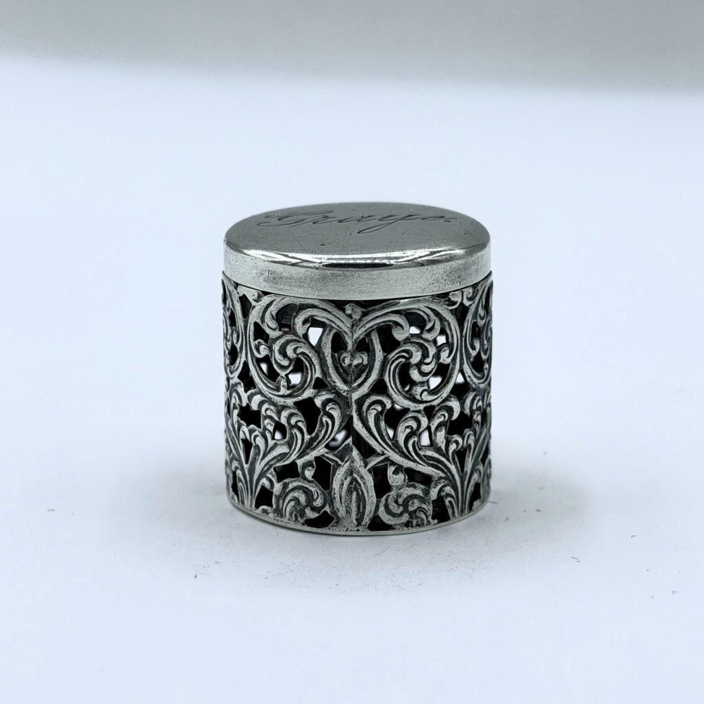 Antique Unger Bros Sterling Chatelaine Thimble Holder/Case Monogrammed  #1104