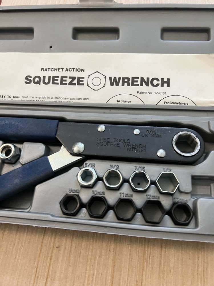 Spec Tools Ratcheting Squeeze Wrench Hand Tool With Case & Bits