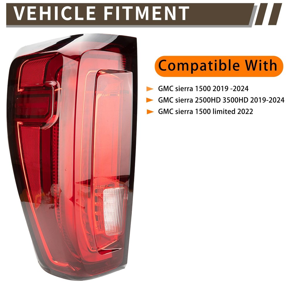 Tail Light Assembly Compatible With 2019-2024 GMC LED Type Left Driver Side