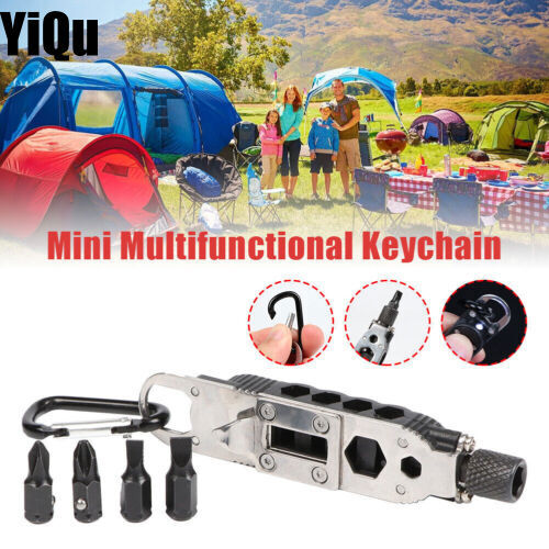 Black Multifunction Tactical EDC Mini Pocket Knife Survival Multitool Keychain